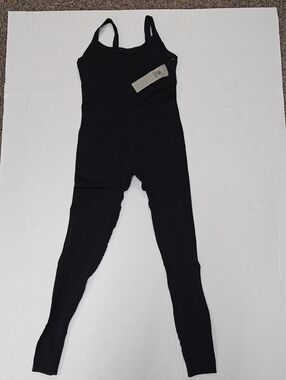 Mono B Black Slim Strappy Scoop-Neck Jumpsuit